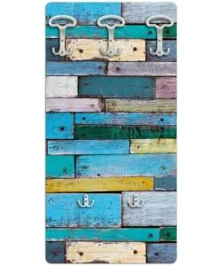 ATTACCAPANNI "COUNTRY" IN LEGNO CON 5 GANCI, 45X90X1 CM
